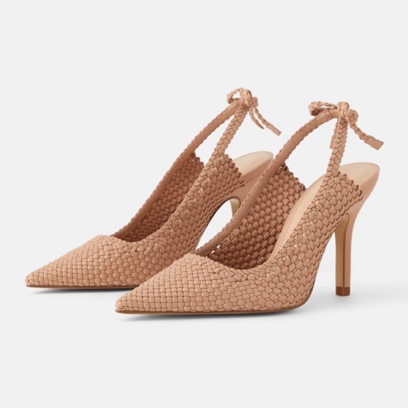 Zara Shoes - Zara Woven Slingback Heels with Bows